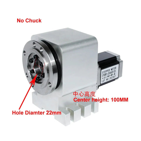 Heavy Duty Harmonic Reducer Gearbox For Cnc 4Th Axis Rotary Table Stepper Motor Drive Indexing Head With 100Mm Jaw Chuck And 22Mm Bore, close-up view.