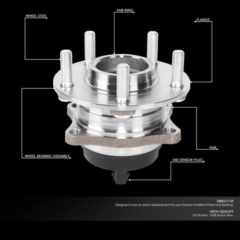 Rear Wheel Bearing Hub Assembly With Speed Sensor Replacement For Hyundai Santa Fe 2007-2020 Veracruz 2007-2012 And Kia Sorento 2011-2015 Plus Santa Fe XL 2019 OE Quality Steel, showing components labeled.