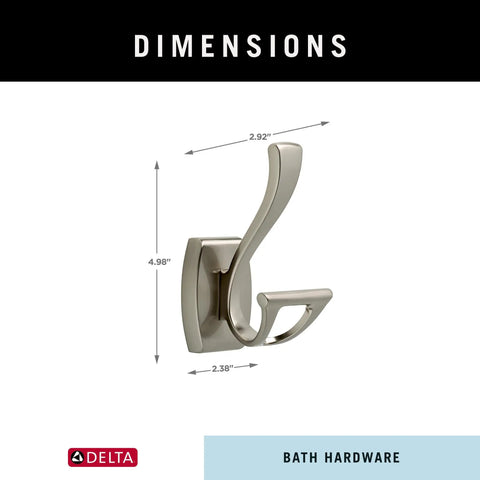 Dansant Towel Hook And Robe Hook Satin Nickel Bathroom Hardware With SpotShield Finish 2.4 x 2.9 x 4.8 Inches