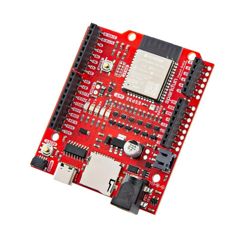 MicroPython Inventor Kit With RP2350 IoT RedBoard For Makers 5 Guided Projects And 16 Circuits With OLED Display Motors Sensors Robot Build And A Solderless STEM Kit For Hands On Learning red RP2350 board with USB, headers, and microSD slot