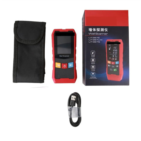 Hella Accurate Heavy Duty Four In One Wall Scanner And Metal Detector With Wood Stud Finder AC Voltage Cable Locator And Deep Range Depth Gauge For Serious Handymen with carrying case and USB cable.