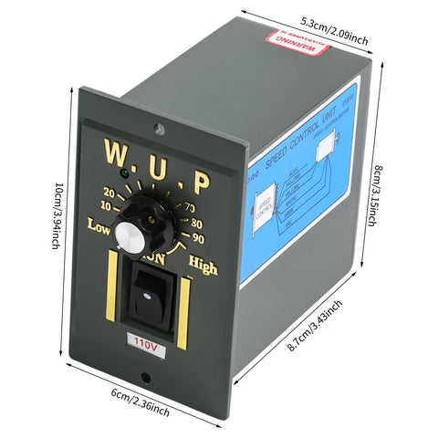 90W Variable Speed AC Gear Motor With 110V Single Phase Power 0-135 RPM Output 10K High Torque Includes Speed Controller And Gear Box