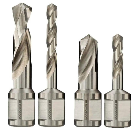 High Speed HSS Twist Drill Bit For Magnetic Drill Press With Two Inch Cut Depth And 3/4 Inch Weldon Shank, four drill bits with Weldon shanks.