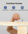 Hand using hex spanner to install 1/4-20 Flat Head Socket Cap Screws Set, 3 Inch, 20 Pack, Full Thread, 304 Stainless Steel 18-8 Furniture Bolts