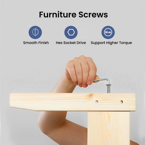 Hand using hex spanner to install 1/4-20 Flat Head Socket Cap Screws Set, 3 Inch, 20 Pack, Full Thread, 304 Stainless Steel 18-8 Furniture Bolts