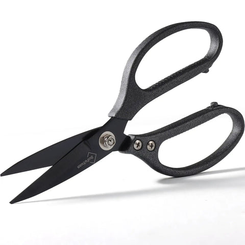 Heavy Duty Multipurpose Scissors With 8.5 Inch Stainless Steel Blades, Frosted Gray Comfort Grip Handle, Sharp Kitchen Garden Office Craft Sewing Shears