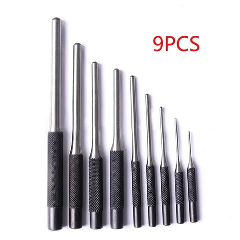 Rock Solid 9 Piece Steel Multi Size Round Head Pin Punch Set With Grip Handles For Quick Pin Removal And Heavy Duty Rolling Tasks At The Shop Or Home Garage Today, 9pcs