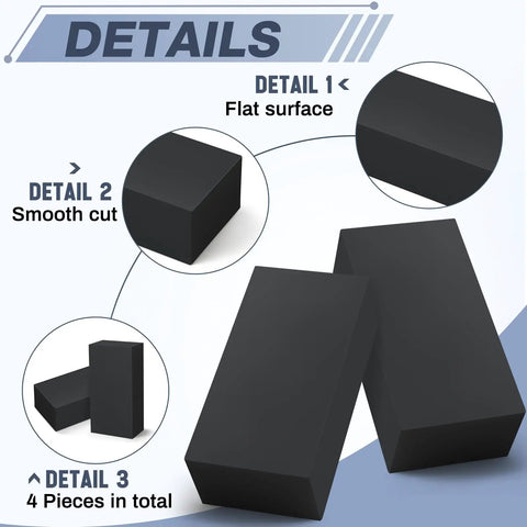 HDPE Plastic Block Set, 4 Pieces, 2x3x6 Inch, black finish, detailed view showing flat surface and smooth cut for machining and DIY projects.