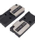 Top Shelf Heavy Duty Fiber Holder Sheath Clamps And Chucking Jigs FH-60-250 Pair For Fujikura single core fusion splicers, black and silver design.