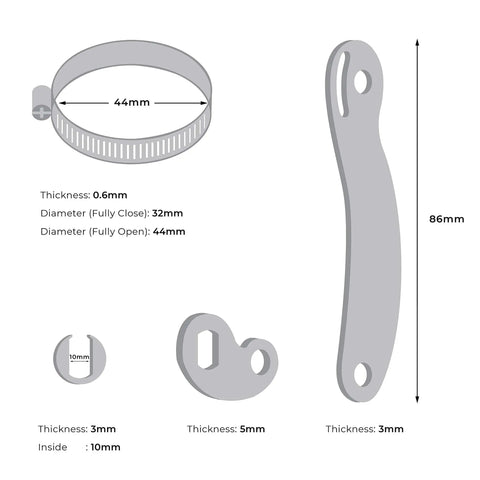 Universal Torque Arm Conversion Kit For Electric Bikes, Fits Front Or Rear Hub Motors And Mid Drive Ebikes, Must-Have Maintenance Tool Set, 6 Pc Ebike Accessories, 2 Pack, Heavy Duty Aluminum Construction, 44mm arm parts with 86mm plate