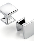 Polished Chrome Square Cabinet Knobs Set, 1 Inch, 10 Pack, Heavy Duty Metal Pulls With Two Screw Sizes For Easy Install on white background