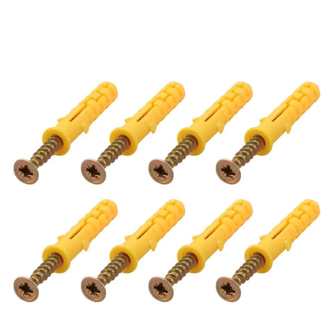 50 Piece Drywall Anchors Kit With Phillips Head Screws 10mm Self Drilling No Pre Drill Install Yellow Zinc Plated Carbon Steel Wall Fasteners For Quick Rock Solid Mounts Of Shelves TVs And More, 8 anchors with screws