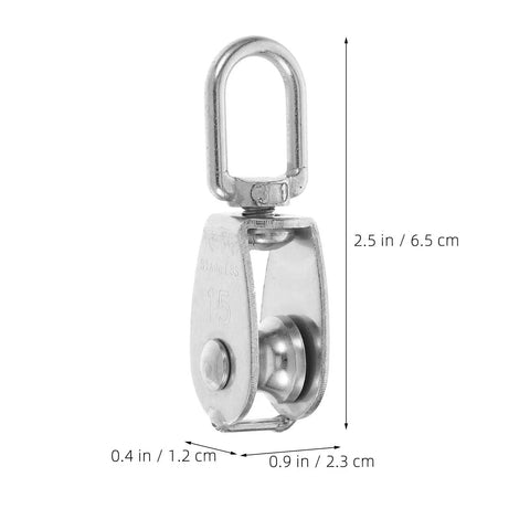 Six Pack Stainless Steel Single Pulley Block M15 Heavy Duty Cable Pulley Roller For Wire Rope Hanging And Lifting Boat Gym Attachments Aerial Work Camping, 6.5 cm