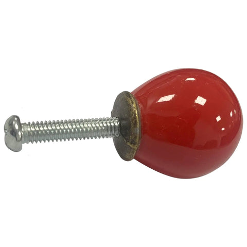 Fire Red Mini Round Cabinet Knobs And Drawer Pulls Set Of 10 With Mounting Screws Electroplated Ceramic Handles For Kitchen Cupboards, side view of knob.