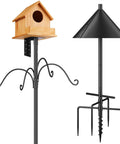 Squirrel Proof Bird Feeder Pole Kit With Ground Forks And Mount 80 Inch Bird House Pole Stand and baffle, easy assembly