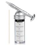 Mini Grease Gun For Tight Spots One Handed Push Type With Needle Nozzle 3oz Capacity Handy Lubrication Tool with instructional label