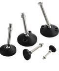 Smooth Operator Universal Adjustable Furniture Leveling Foot With M8 To M24 Threads heavy duty carbon steel base and nylon glides.