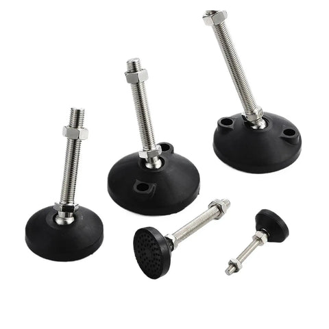Smooth Operator Universal Adjustable Furniture Leveling Foot With M8 To M24 Threads heavy duty carbon steel base and nylon glides.