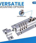 CB2000-CHR Sliding Lock Combination Bolt With Keyless Security, Chrome Finish, 4-dial mechanism, shown disassembled