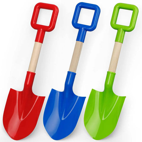 16 Inch Kids Beach Shovels Set With Wooden Handles And ABS Plastic Scoops Durable Sand Spades For Shoveling And Digging In Sand Snow