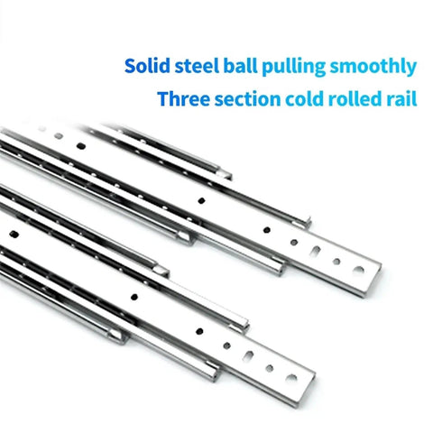 Heavy Duty Full Extension Drawer Slides For Cabinets And Tool Chests, Industrial Thickened Rail System, solid steel ball rolling