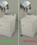 Real Deal Dryer Drum Support Roller Kit Two Pack comparison of quiet operation vs loud noise in Maytag dryer.