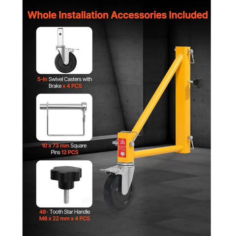 5-In swivel casters with brake and installation accessories for Rolls Like Butter 4 Pack Baker Style Scaffold Outriggers.