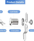 Keyed Alike Cam Locks For Cabinets And Drawers, Five Eighth Inch Cylinder component parts including lock body and keys