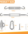 Product sizes for 6 Inch Shade Sail Hardware Kit For Triangle And Rectangle Installations, Heavy Duty 304 Stainless Steel Accessories