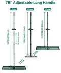 Lawn Leveling Rake 33x10 Inch With 78 Inch Adjustable Back Saving Handle showing different tube configurations for height adjustment.