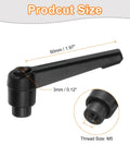 Pack Of Four M5 Adjustable Knob Handles With Female Thread Push Button Ratchet Quick Release Locking Rotating Bolts, size details