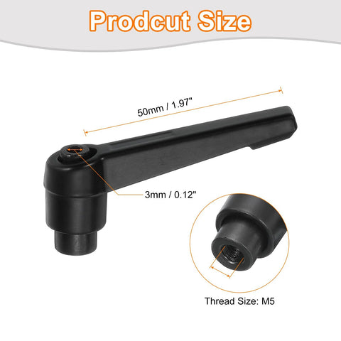 Pack Of Four M5 Adjustable Knob Handles With Female Thread Push Button Ratchet Quick Release Locking Rotating Bolts, size details