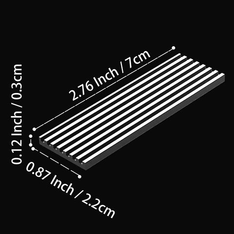M.2 SSD Heatsink Kit With Thermal Pad For 2280 Drives Ideal For Desktop PCs And PS5 Consoles Including PS5 Slim Aluminum 22x70x3mm Body Helps NVMe Stay Cool And Boost Longevity., 22x70x3mm aluminum heatsink shown with size markings