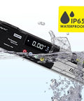 Waterproof IP65 Digital Level With Bright LED Display 24-Inch Pro Grade Electronic Level in water demonstrating waterproof feature.
