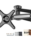 Heavy Duty Fold Down Wall Bracket For Tight Squeeze Areas And Over Bed Reading Stand Smooth Swivel Pivot Arm Space Saving Design Holds Weight Like A Champ Sets Up With Barely Any Effort in black with mounting hardware.