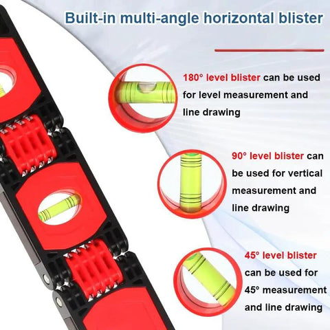 No Sweat 24 Inch Folding Level With Magnetic Aluminum Build, Four Crystal Clear Bubble Vials, Five Hinge Multi Angle Flex For Tight Corners, Pipe Runs And Diy Projects That Gonna Nail It Every Single Time