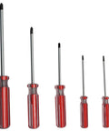 Top Shelf U Type Magnetic Screwdriver Set With Five Spanner Bits Sizes M1.7 To M2.8 Built Like A Tank For Legit Diy Fixes And No Headache Repairs Guaranteed, red grip and metal shafts.