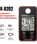 Pro Grade Color Temperature Tester And Illuminance Meter With Ultra Precise 0.5 To 300000 Lux Range LED meter, SK-8202 front view