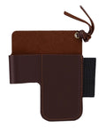 Leather Belt Sheath For Multitools Dope Daily Carry Holder, brown cowhide leather with three pockets and easy clip
