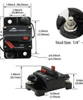 Front view of Young Marine waterproof 60A boat trolling circuit breaker; surface-mount, 12–48V DC.