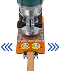 Tough As Nails Aluminum Palm Router Base 2 In 1 Compact Trimmer Bracket for 65Mm tools, showing tool setup and alignment.