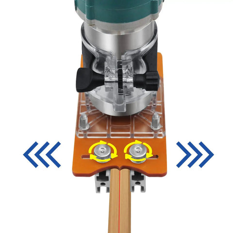 Tough As Nails Aluminum Palm Router Base 2 In 1 Compact Trimmer Bracket for 65Mm tools, showing tool setup and alignment.