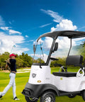 Electric Golf Cart 4 Wheel Mobility Scooter With Cargo Box Heavy Duty Farm Utility Vehicle For Seniors Adults 800W Brushless Motor 60V Battery 12 Mph No Sweat Cruising Easy Roll White at golf course.