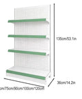 Heavy Duty Adjustable Gondola Shelving Unit Rock Solid Reinforced Steel Double Sided Retail Rack dimensions 135cm by 70-120cm.