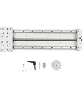 Heavy Duty Aviation Aluminum 6061 Three Axis Sliding Table With 16 Inch Ball Screw Linear Stage showing components and assembly details.