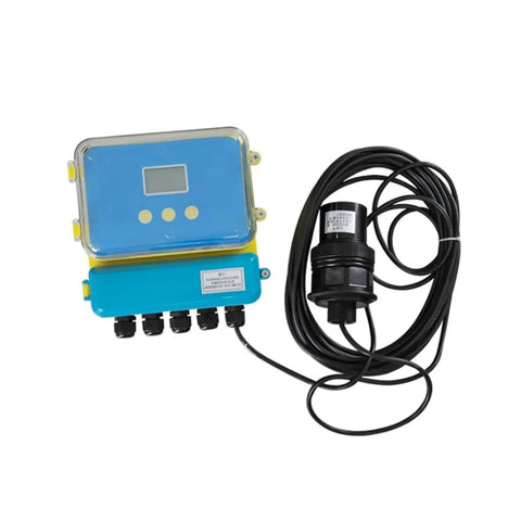 Ultrasonic Open Channel Flowmeter For River Water With Non Contact Split Transmitter, blue casing, front view