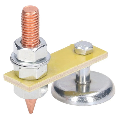 Heavy Duty Magnetic Welding Support Clamp With Powerful Ndfeb Magnet Grip Adjustable Ground Holder Tool For Solid Steel Projects And Smooth Diy Welding Jobs That Stick Like Crazy, showing copper and metal components.