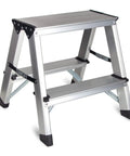 Two Step Folding Stool For Home And Garage, Lightweight Aluminum Two Step Ladder Supports Up To 330 Lbs, Non Slip Feet, Portable