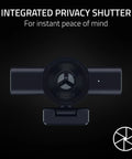 Premium 1440P 60 Fps Webcam With Lightning Fast Auto Focus For Seamless Streaming And Dope Video Calls Straight Up Game Changer USB plug and play camera top view with privacy shutter.