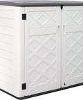 Big Weatherproof Outdoor Storage Shed Box For Garden And Backyard, Waterproof 48 Cu Ft Capacity, durable horizontal cabinet